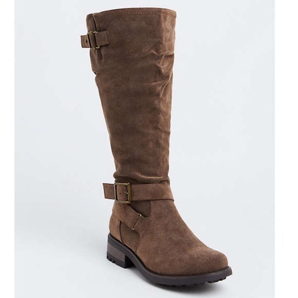 TORRID BOOTS NWT BROWN OILED FAUX LEATHER KNEE-HIGH BOOTS - Picture 6 of 15